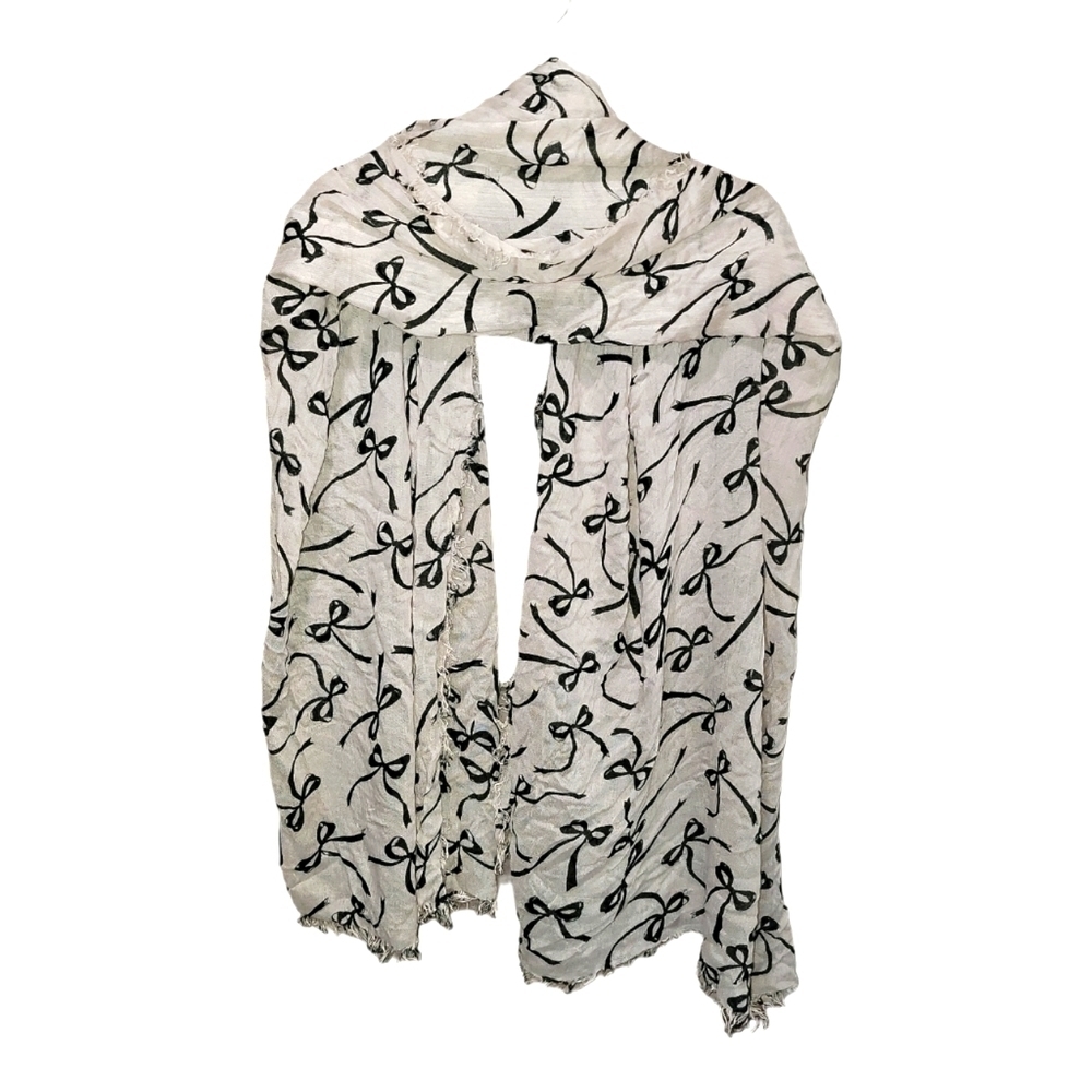 Bow graphic scarf 34" wide 74" long